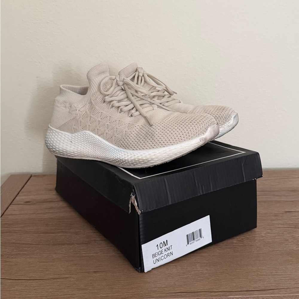 Beige Knit Sneakers